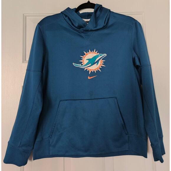 Boy's Miami Dolphins Football NFL Hoodie Nike On-Field Apparel Size Large Blue - Picture 1 of 8
